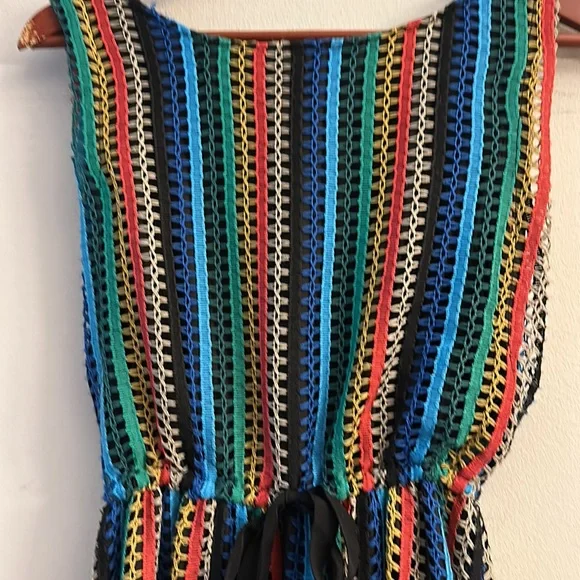 Anthropologie Eva Franco Striped Crotchet tank midi dress boho women size 10 - Picture 7 of 12